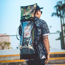 Free Shipping New Oxford Fabric Double Rocker Bags Skateboard Backpack Lovers Bags Black Students Bags Skateboard Bags