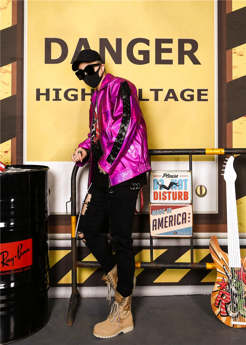 Модные мужские пальто с мехом WANPINIMO певец ночной клуб DJ Мэй Хун фантазия Китае имеет хип-хоп свободные кожаная куртка
