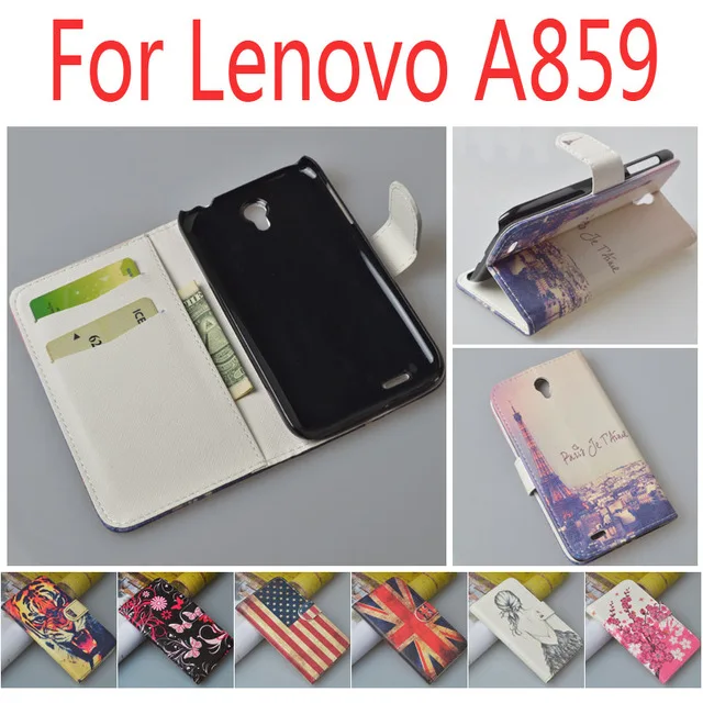 Luxury Leather case for Lenovo A859 A 859 flip cover case housing with card slot LenovoA859