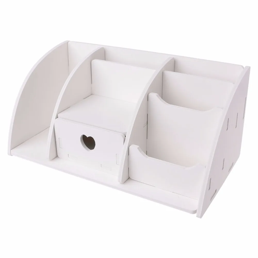 White DIY Wooden Desk Makeup Organizer Storage Drawer 6 Compartments