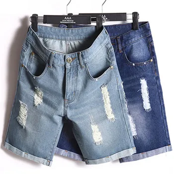 

Mens Denim Shorts Slim Large size Casual Fashion Knee Length Short Hole youth Jeans Shorts For Male 2018 New Summer
