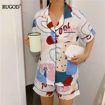 

RUGOD 2019 New Sweet Cartoon Print Pajamas Women Pijama Three Pieces Pyjamas Set Casual Home Sleepwear pyjama femme