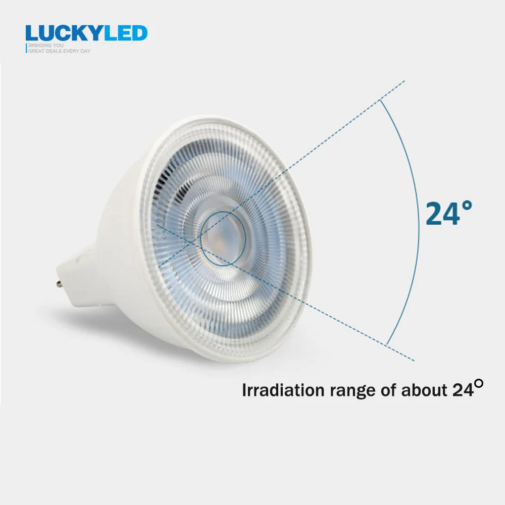 LUCKY светодио дный GU10 MR16 лампы 6 Вт 220 В Угол раскрытия луча 24 120 градусов Spotlight для