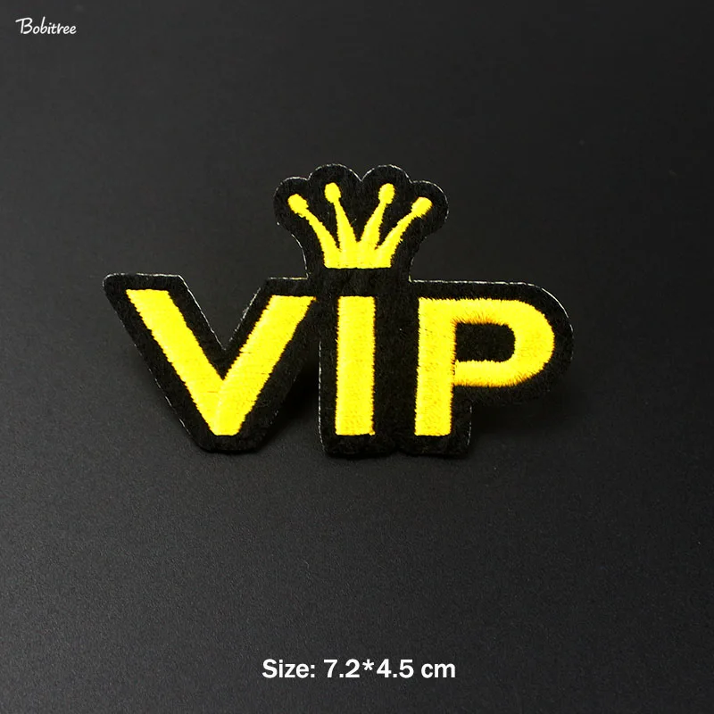 Tanie Żółta korona VIP popularne żelazko na łatka na odzież haftowane sklep
