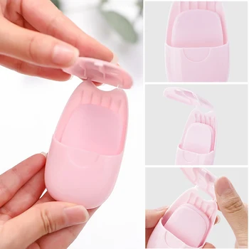 

50pcs Outdoor Travel Soap Paper Washing Hand Bath Clean Scented Slice Sheets Disposable Boxe Soap Portable Mini Paper Soap