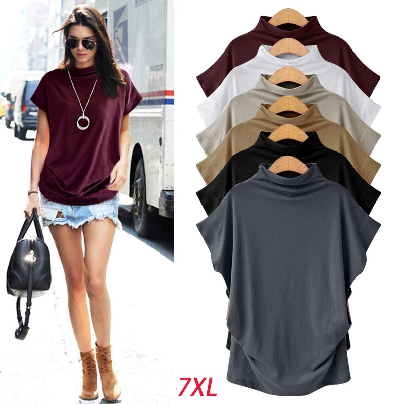 Cena Kobiet Topy Koreański Styl Moda Damska Bawełniana Bluzka Z Kr oacute;tkim Rękawem O Neck Bluzka Duży Rozmiar S 7XL Kobieta Bluzka