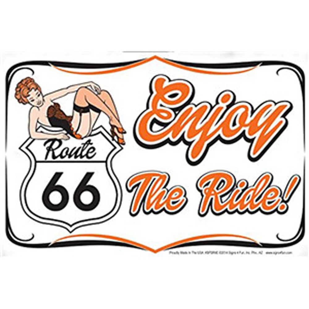 Enjoy The Ride Route 66 Vintage Tin Sign Bar Pub Home Wall Decor Retro Metal Art Beer Coffee Poster Plate 1001(471) 20x30cm