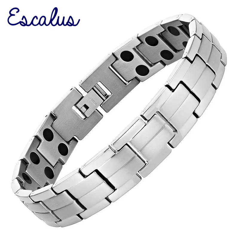 

Escalus Luxury Silver Color Men Strong Magnet Healing Magnetic Bracelet Titanium Charm Bracelets & Bangle Jewelry Wristband