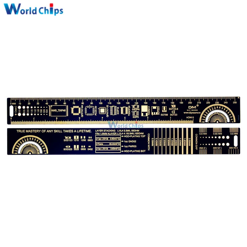 

25CM PCB Ruler For Electronic Engineers Measuring Tool PCB Reference Ruler Chip IC SMD Diode Transistor Package Electronic Stock