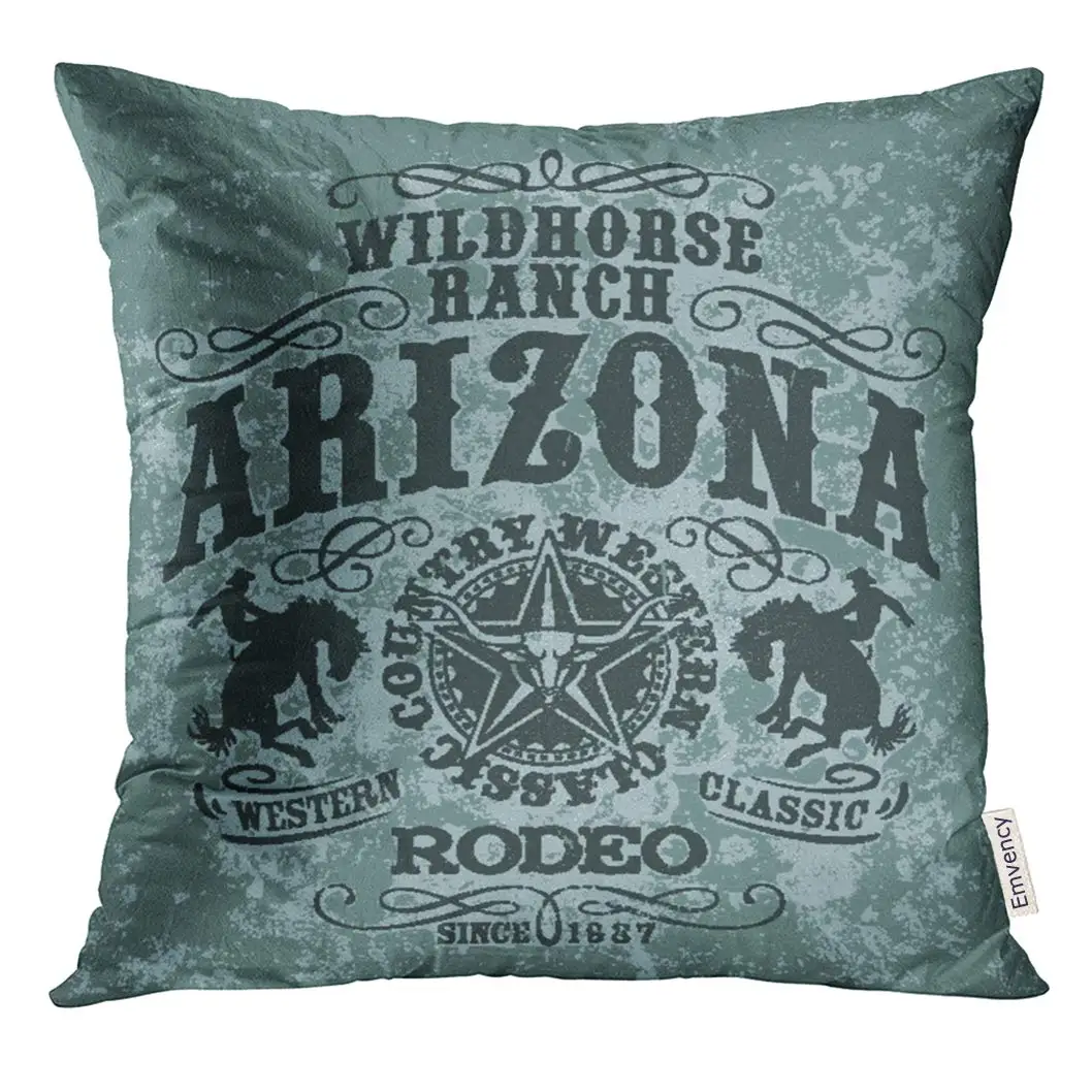 

Throw Pillow Cover Western Arizona Wild Horse Rodeo Grunge Artwork Custom Colors Cowboy Pillow Case Home Square Pillowcase