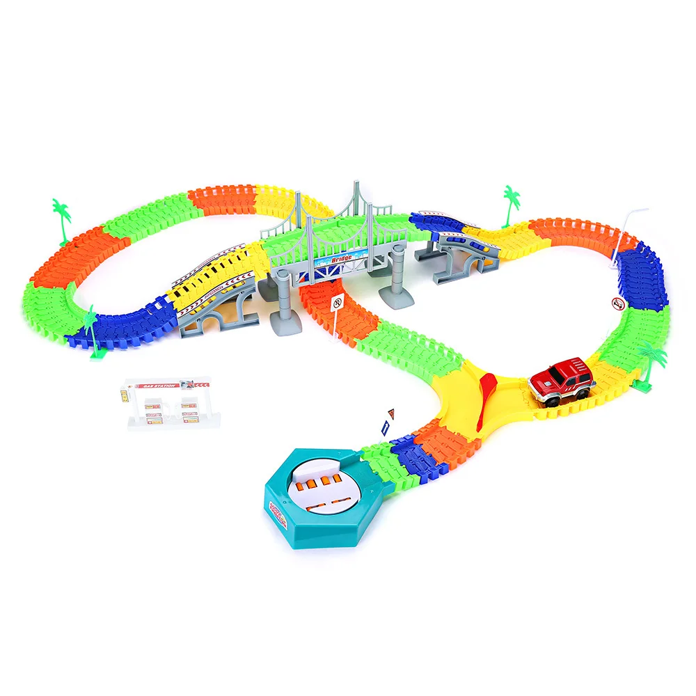 

2017 Racing Track Set Track Car Toy 28/92/192PCS Race Track 1PCS Car Assembly Flexible Twister Car Vehicle Toys Gifts for Kids