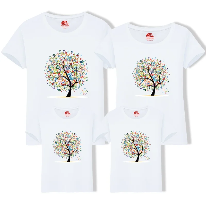 

New 2019 Family Matching Clothes Parent-child Casual Outfit Family Clothing Short Sleeve Cotton Tree T-shirt Summer Family Suits
