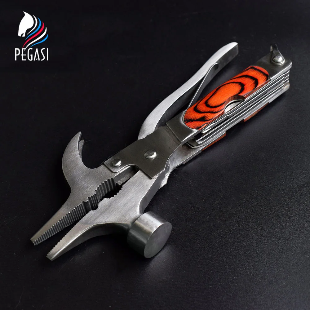 

PEGASI Multifunctional Pliers Hammer Tools Outdoor Survival Claw Home Car Stainless Steel Knives Camping