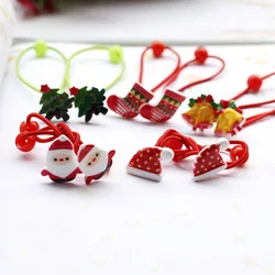 

Santa Claus Christmas gifts  trees stockings 4 piece suit mini child accessories Hair band side-knotted clip hair accessory