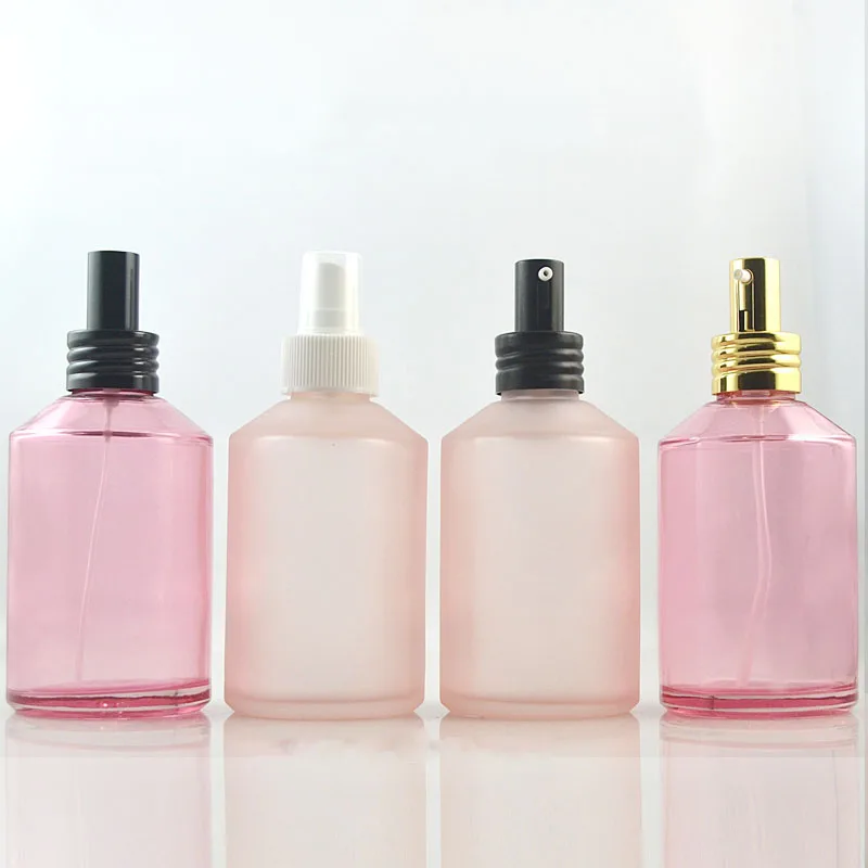

200ml Light Pink Spray Bottle Frosted Glass Bottle Refillable Shampoo Bottle Empty Shower Gel Vial Emulsion Cosmetic Packaging