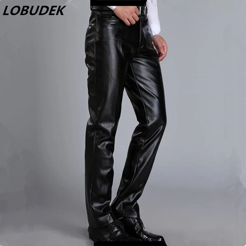 black leather pants male