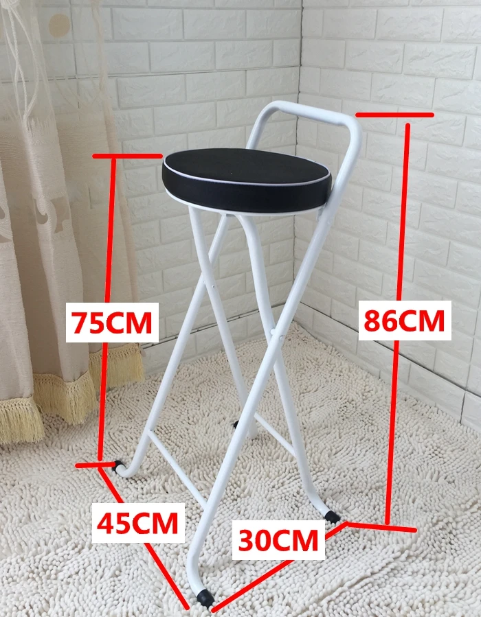 Modern Folding bar stool High foot Chair Comfortable Soft Seat chair For Man/Woman metal frame Wine pub stool