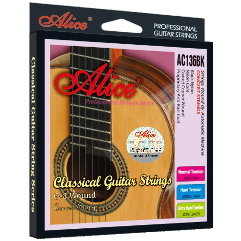 1 Set Original Alice Professional Classical Guitar Strings Black Nylon