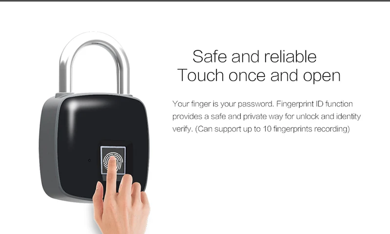 

New USB Rechargeable Smart Keyless Fingerprint Lock IP65 Waterproof Anti-Theft Security Padlock Door Luggage Case Lock