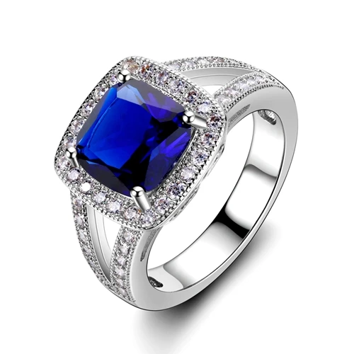 Лидер продаж от ведущего бренда, женские кольца с цитрином, 925 серебро, индийское ювелирное изделие, модное кольцо с драгоценным камнем, подарок на свадьбу, вечеринку - Цвет камня: Dark Blue