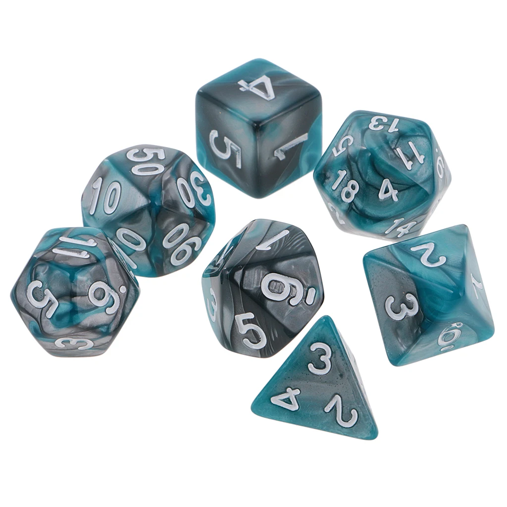 New 7PCS Two Colors Polyhedral Dice 16mm for Dungeons and Dragons Table Games Party Colorful Accessories for Board Game