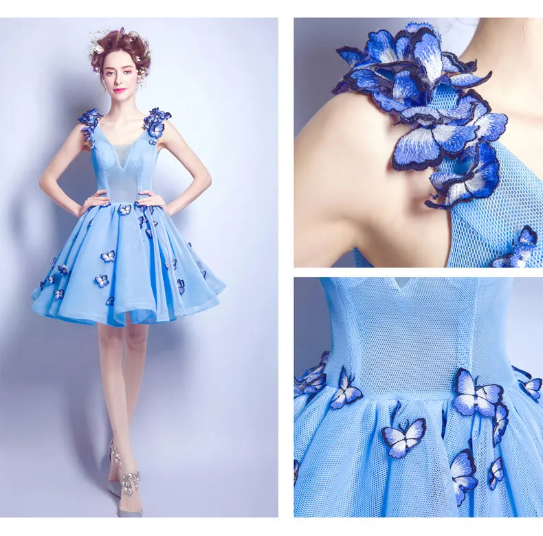 

Blue Pansy Prom Dresses 2019 Short With Bow Graduations Prom Gown Robe De Bal Courte Lavender Dress Sexy Prom Dresses Puffy Sexy