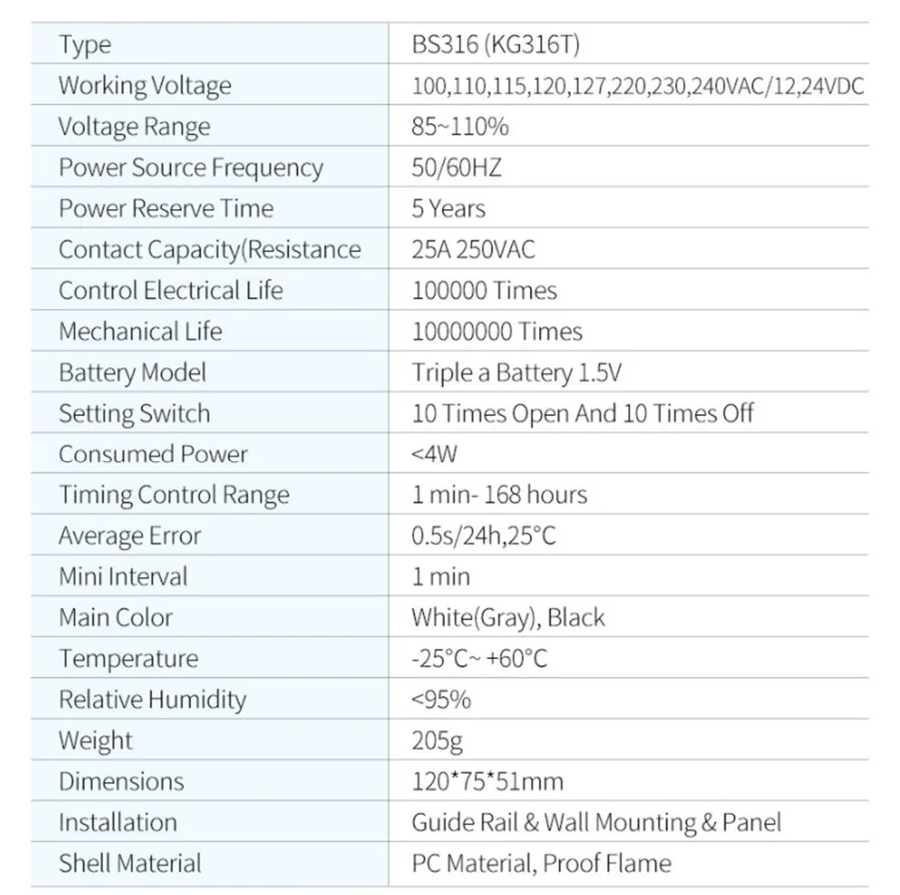 BS316 AC 220V 25A din-рейка lcd цифровой программируемый электронный таймер контроллер цифрового таймера BS316