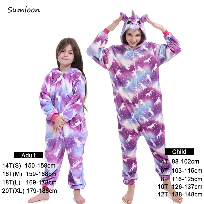 Кигуруми для мальчиков и девочек; пижамные комплекты; пижамы с единорогом для женщин; детские пижамы; Onesie Panda; одежда для сна с животными; зимние пижамы для детей - Цвет: Purple Pegasus