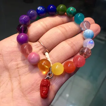 

10mm Natural Rainbow Different Mixed Round Stone Tanzanite Lapis Amazonite Jasper Coral Lapis Beads Bracelet Jewelry Certificate