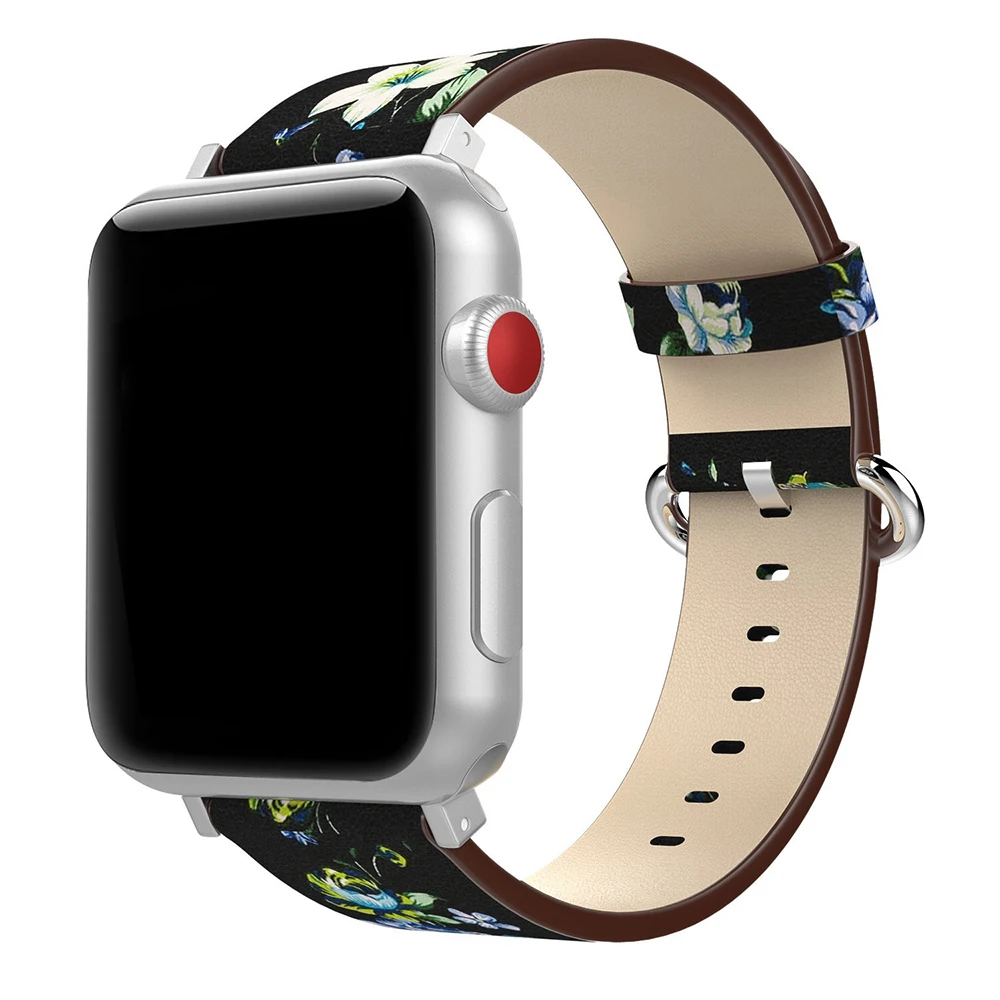 Кожаный ремешок для часов Apple Watch 38 мм 42 iWatch серии 1 2 3 цветочный Цветочный Принт