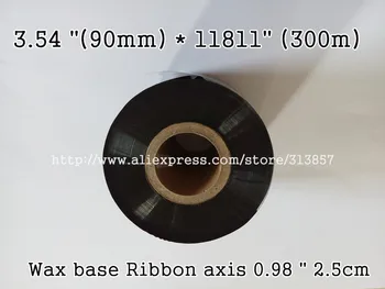 

handmade sticker Address Label Wax base Ribbon 3.54 "(90mm) * 11811" (300m) For paper tags thermal printer axis 0.98 " 2.5cm