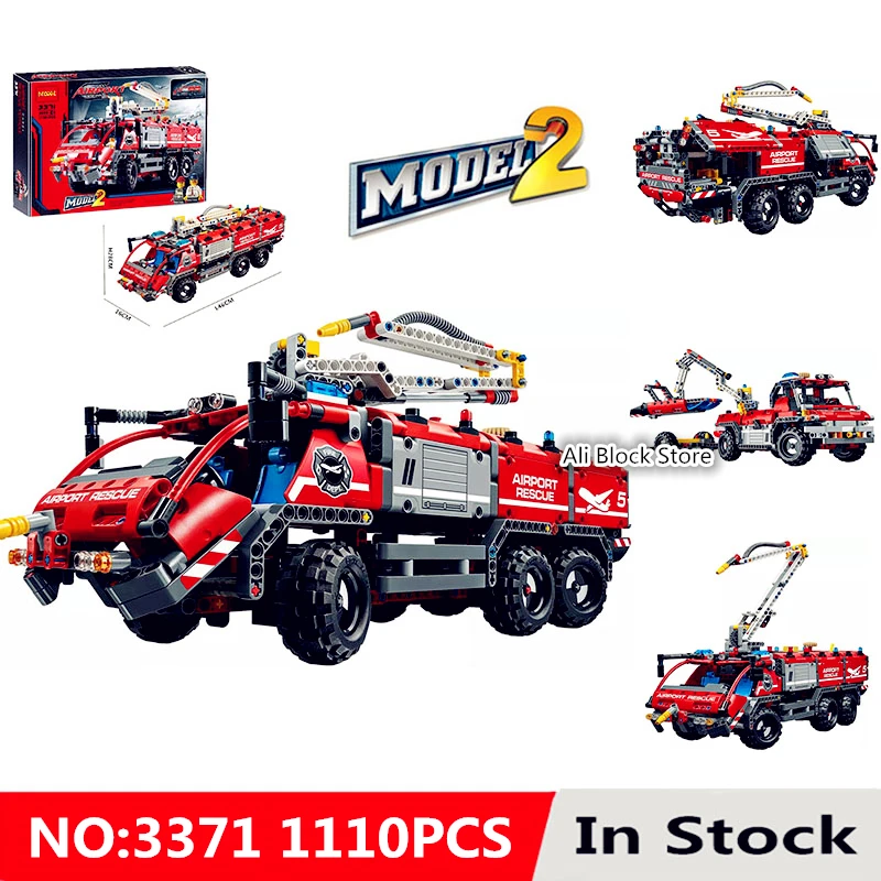 

1100Pcs Technic Series Airport Rescue Vehicle Kits Model Building Block Compatible Legoing 42068 Toys For Children Birthday Gift