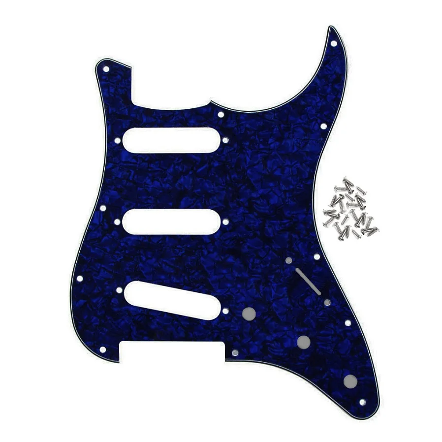 FLEOR 1 шт. Страт накладка на гитару sss pick Guard Scartch Plate w/pick guard винты для 11 отверстий гитарных частей, 20 цветов на выбор - Цвет: Blue Pearl