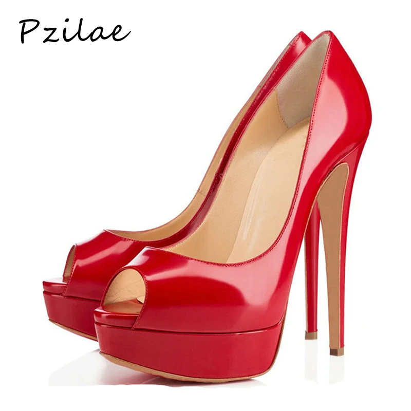 

Pzilae 2019 new pumps for women big size shoes woman 35-47 sexy peep toe high heels pumps bride shoe platform heels party shoes