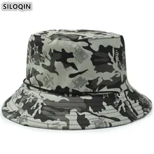 SILOQIN новая камуфляжная шляпа джунглей для взрослых, мужские хлопковые армейские шляпы-ведро, анти-УФ, Женская плоская пляжная шляпа рыболовные кепки унисекс