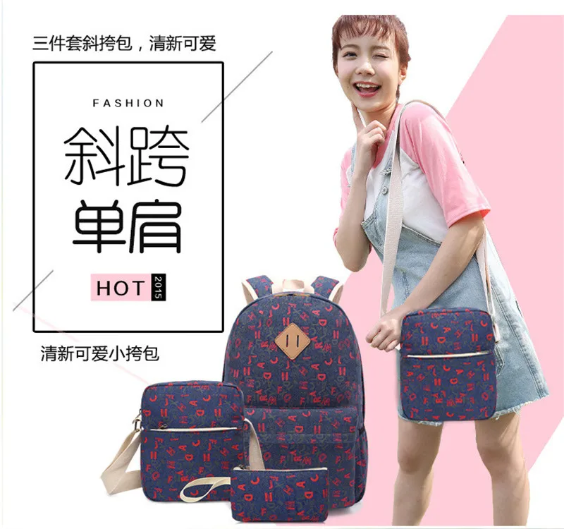 Холщовый женский рюкзак с принтом школьные ранцы для девочек подростков милые