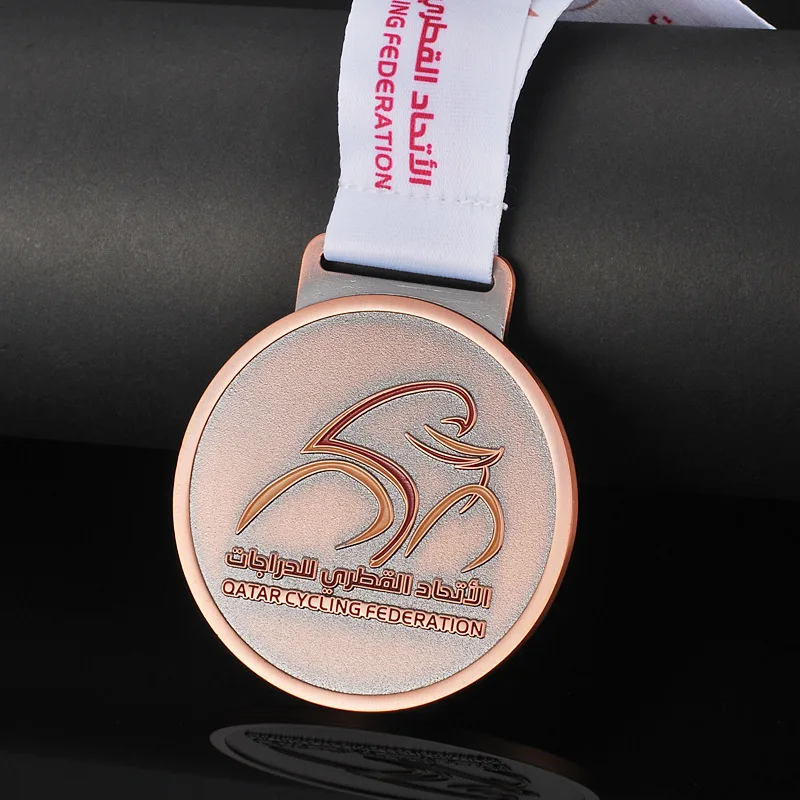 Индивидуальные золотые, серебряные и бронзовые медали Горячая продвижение гальванизированная медаль из цинкового сплава с лентой