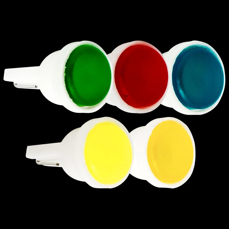 

10X T10 W5W WY5W Ceramic COB LED lamp Car Interior Wedge Light Source Door Instrument Side Bulb White/Blue/Green/Red/Yellow 12V