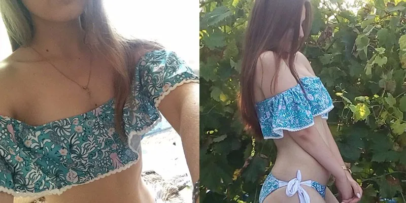 22Bikinis 2016 Sexy Swimwear Women Swimsuit Bandeau Lace Brazilian Bikini Set  Beach Wear Strapless Bathing Suits Female Biquini