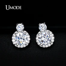 UMODE Позолоченные небольшие серьги гвоздики с 0.5см и 0.3см цирконием, Новинка Серьги гвоздики, опт UE0095