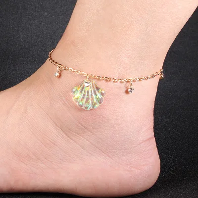 Пляжная разноцветная ракушка ножной браслет для женщин Модные Винтажные сандалии ручной работы со стразами браслет с надписью ювелирные изделия в стиле "Бохо"