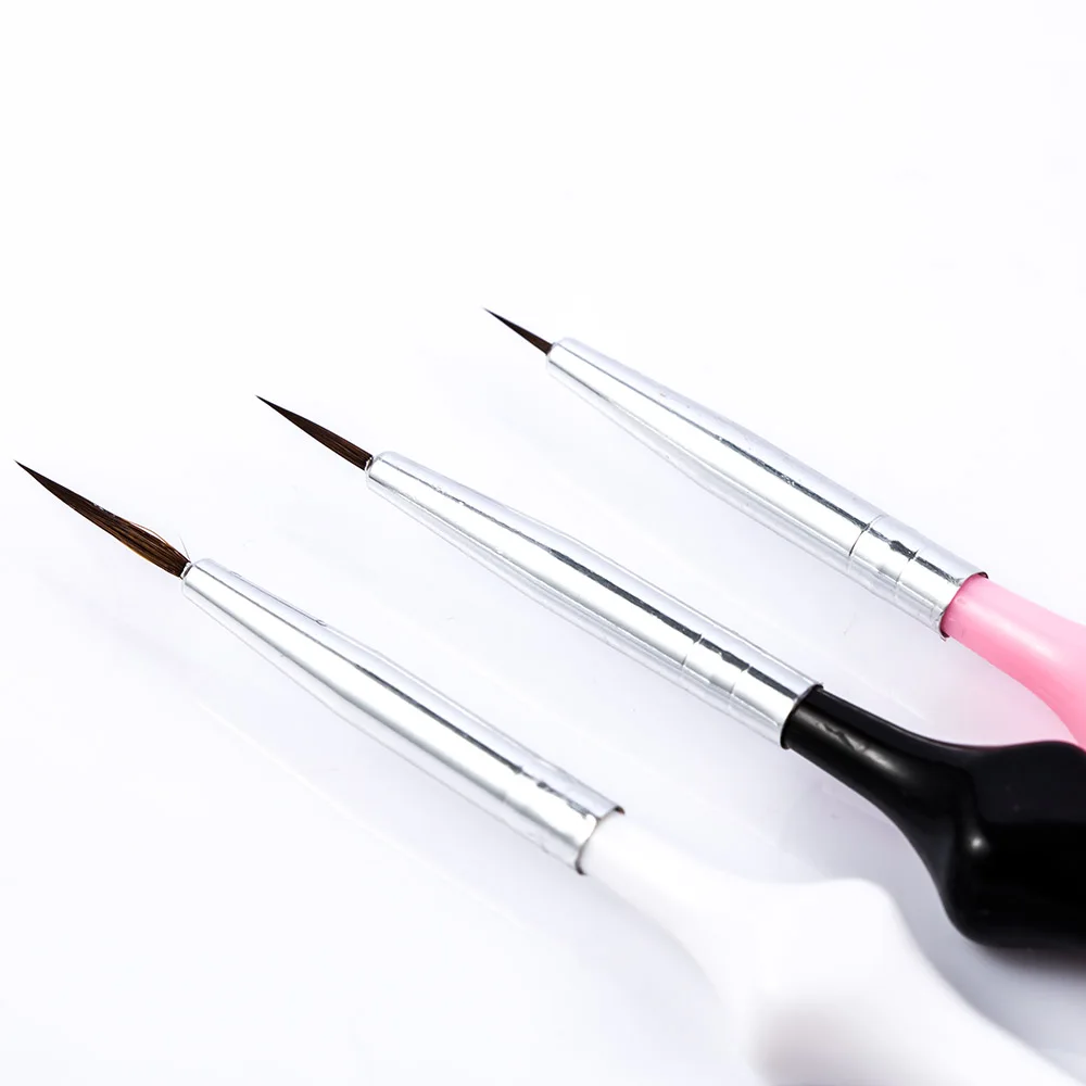 3 Pcs Painting Acrylic Liner Brushes Nail Art Tools French Polish
