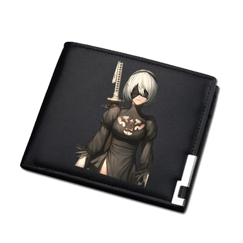 NieR:Automata Game Unisex Long Coin Purse YoRHa No. 2 Pu Leather Short Wallet ID Card Holder Women Sexy Money change Bag - Цвет: 19