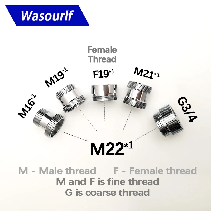WASOURLF внешний адаптер M22 наружная резьба передачи M16 M19 M21 M22 гнездовой разъем Ванная комната Кухонный медный кран аксессуары