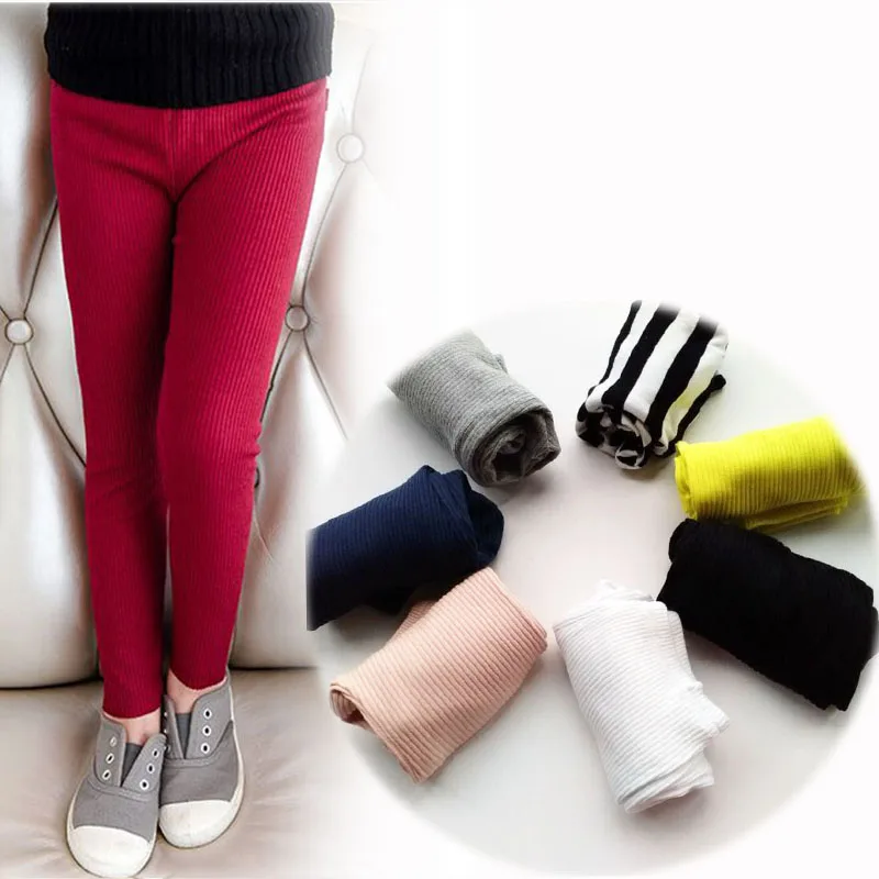 

Candy Color Girls Leggings Knitting Striped Baby Kids Girl Leggins Autumn Spring Skinny Pants Children Outfits Elastic Waist