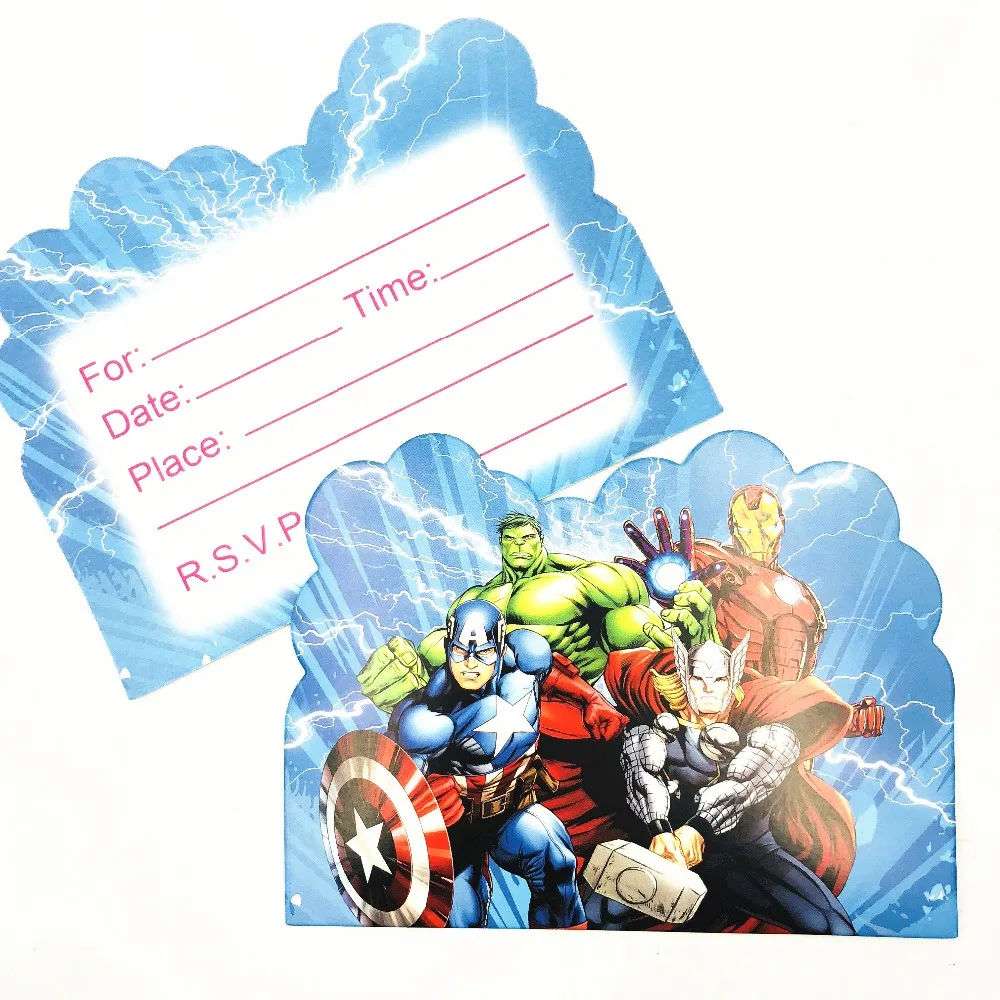 10pcs Avengers Themed Birthday Party Invitations Partyware Baby Shower