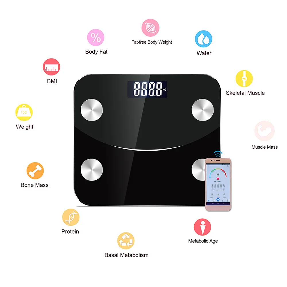 Мониторы жира в теле умные весы BMI BT соединение Весы Жира тела весы состава монитор Анализатор со смартфоном приложение