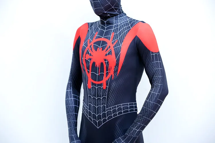 «Человек-паук» для мальчиков; параллельная вселенная новую эру маленькое черное человек-паук, Сиам, трико, Мейер Косплэй взрослых детская маска, костюм для Хеллоуина
