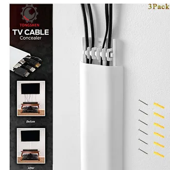 

White TV Cable Concealer Wire Cover Cord Organizer Wire Hider Protector For Dest TV PC Paintable On-Wall Cable Management Covers