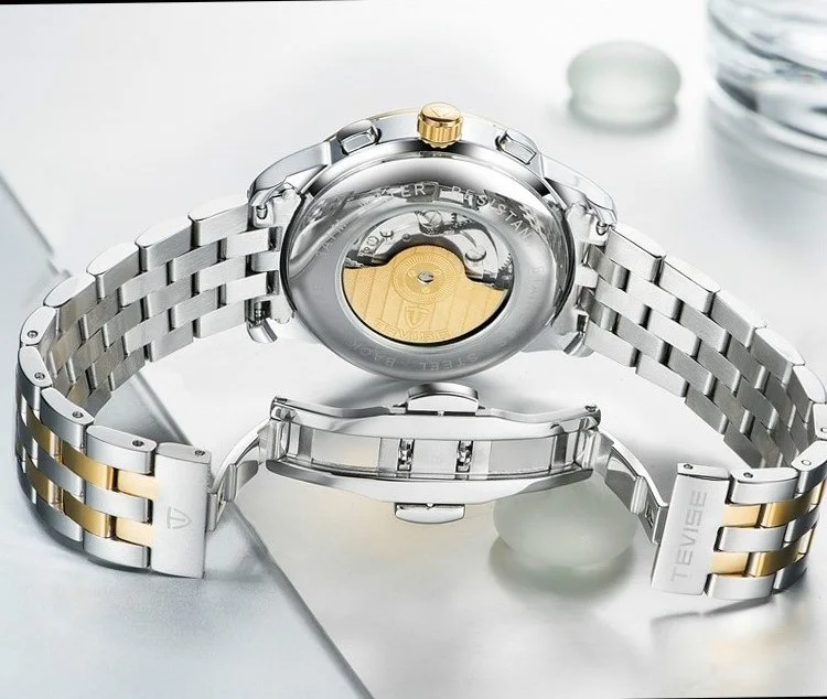 Мужские автоматические механические часы TEVISE Moon Phase водонепроницаемые